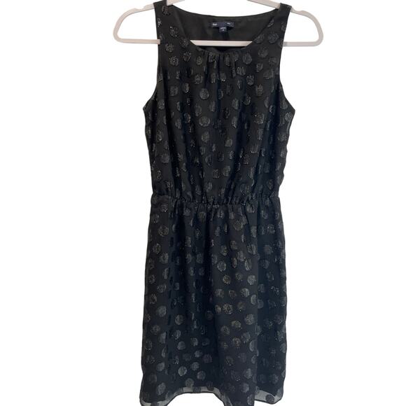 Gap Dresses & Skirts - Gap Dress Size XS Black Shiny Pattern Sleeveless Pullover Elastic Waist Knee